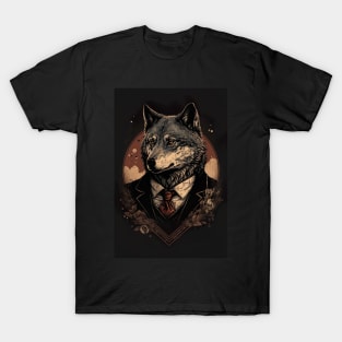 Handsome Wolf portrait wearing a suit T-Shirt